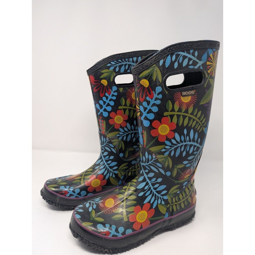 Bogs Women's Floral Rain Boots Sz 7 Waterproof Tall Cottagecore Garden Boho - Picture 2 of 9